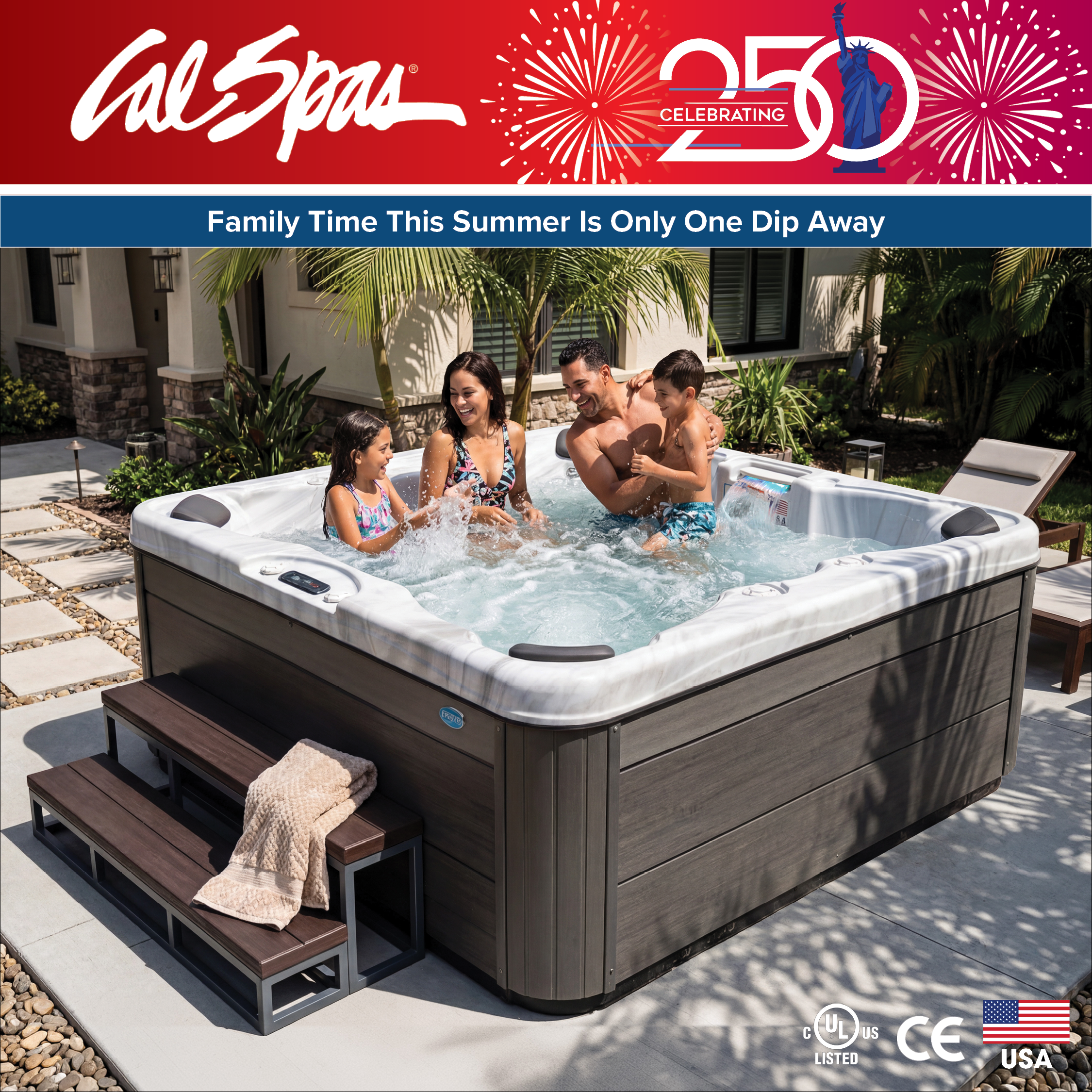 Calspas hot tub being used in a family setting - Tempe